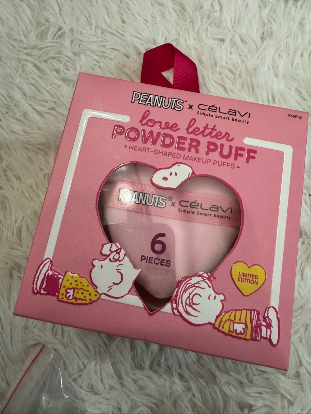 Peanuts x Célavi Love Letter Powder Puff Set - Pink set of 6 limited edition